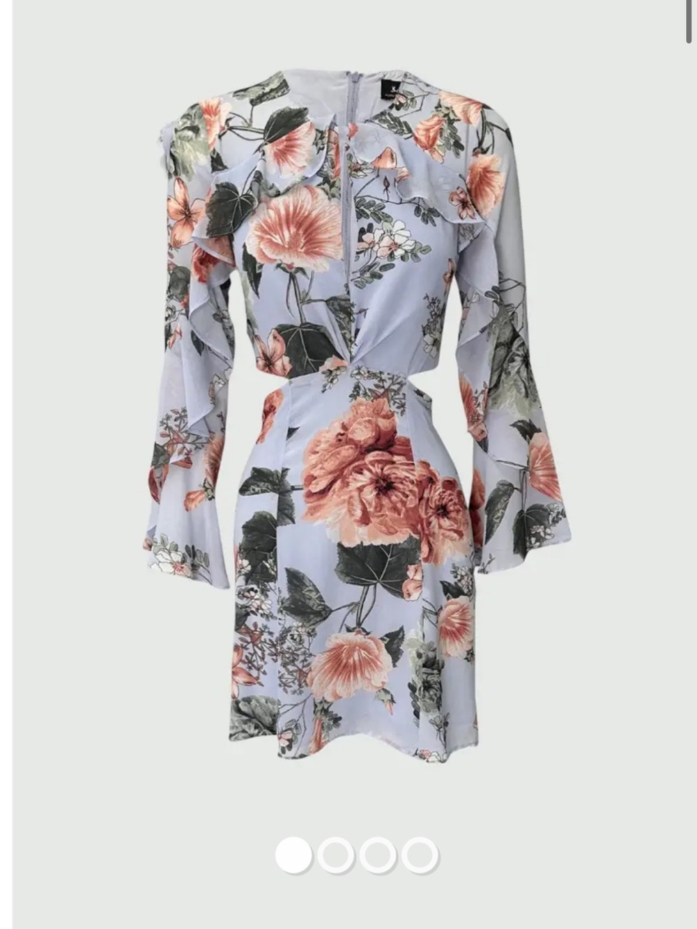 Bardot Light Blue Floral Long Sleeve Dress
